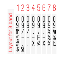 image of Shiny No. 0-8 traditional number stamp band layout